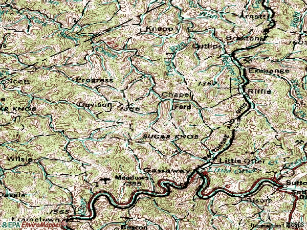 Zip code 26624 topographic map