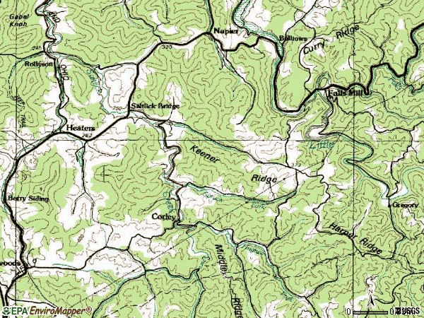 Zip code 26627 topographic map