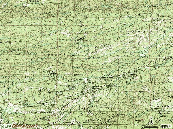 Zip code 95383 topographic map
