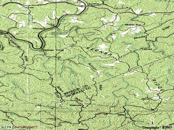 Zip code 26639 topographic map