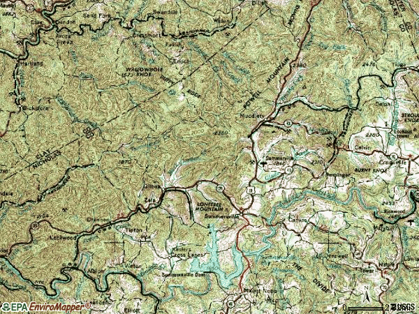 Zip code 26651 topographic map