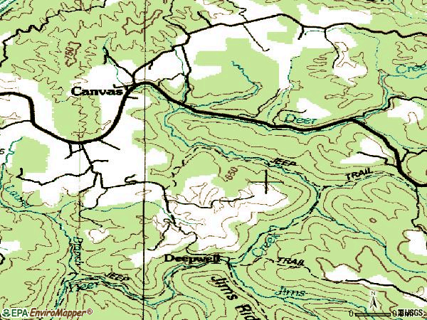 Zip code 26662 topographic map