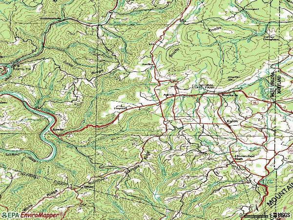 Zip code 26705 topographic map