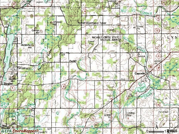 Zip code 53011 topographic map