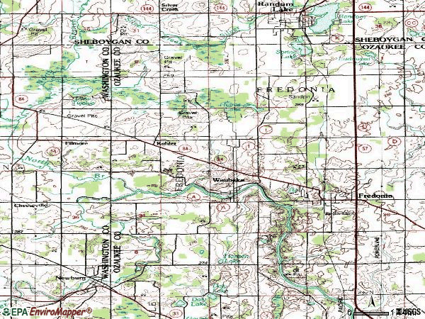 Zip code 53021 topographic map