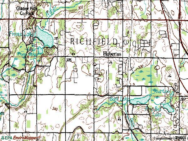 Zip code 53033 topographic map