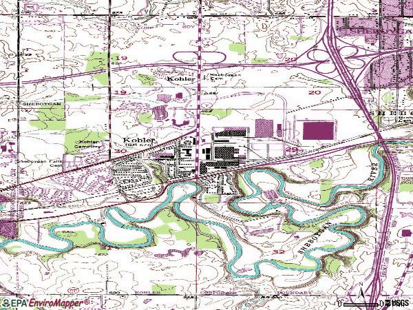 Zip code 53044 topographic map