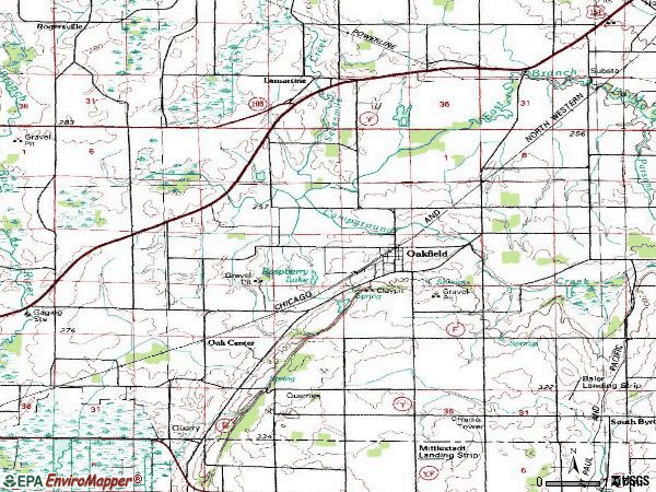 Zip code 53065 topographic map