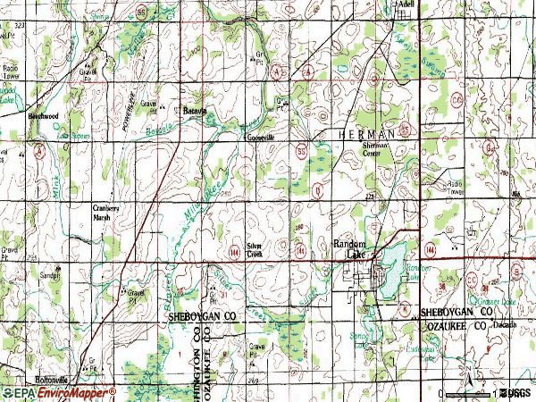 Zip code 53075 topographic map