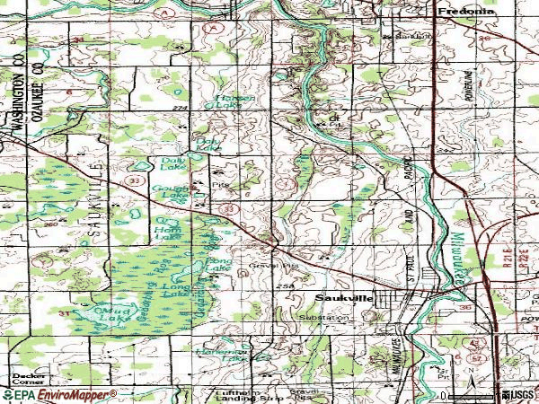 Zip code 53080 topographic map