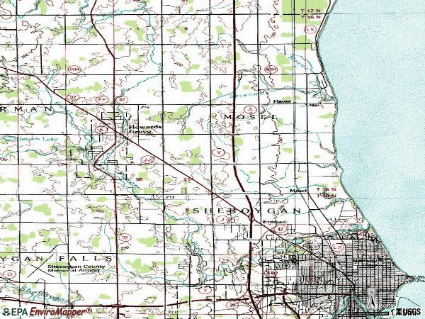 Zip code 53083 topographic map
