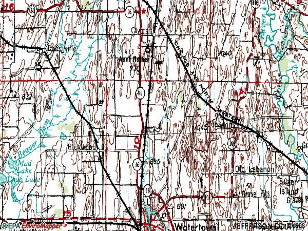 Zip code 53098 topographic map
