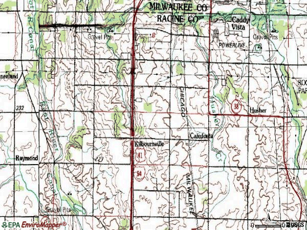 Zip code 53108 topographic map