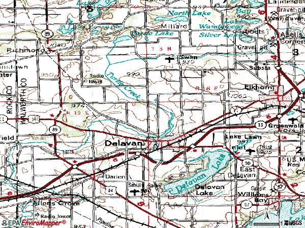 Zip code 53115 topographic map