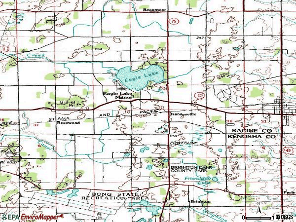 Zip code 53139 topographic map