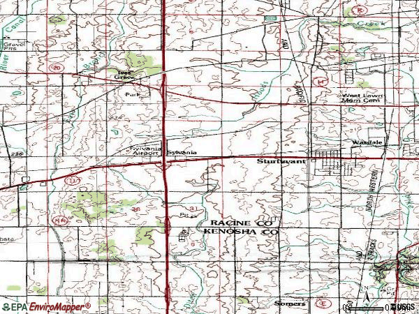 Zip code 53177 topographic map