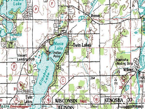 Zip code 53181 topographic map