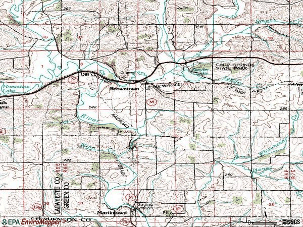 Zip code 53522 topographic map