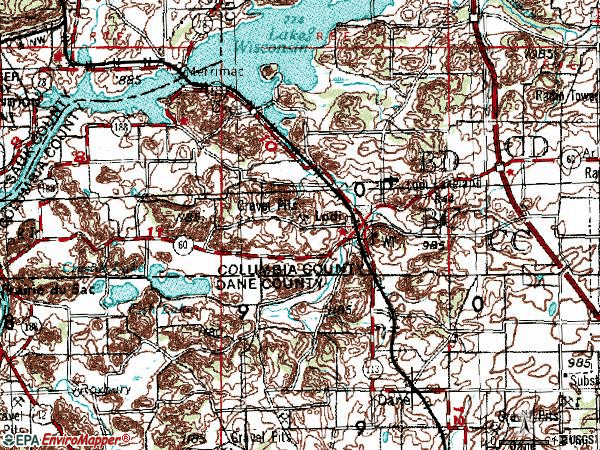 Zip code 53555 topographic map