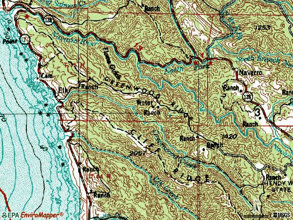 Zip code 95432 topographic map
