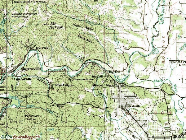 Zip code 95436 topographic map