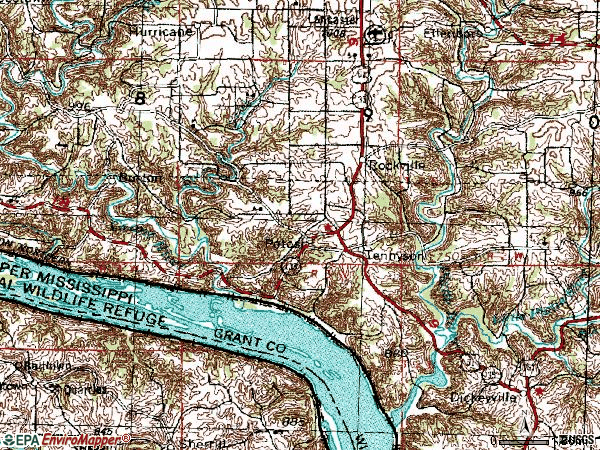 Zip code 53820 topographic map