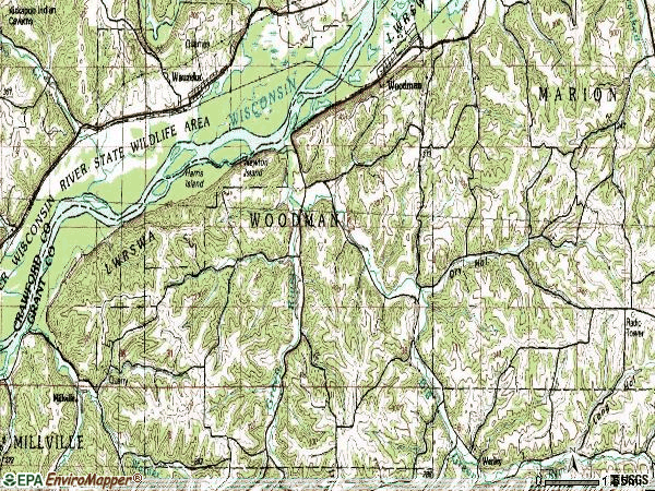 Zip code 53827 topographic map
