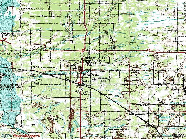 Zip code 53934 topographic map