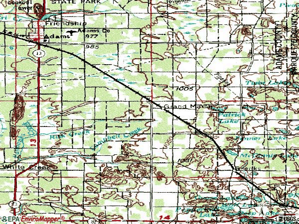 Zip code 53936 topographic map