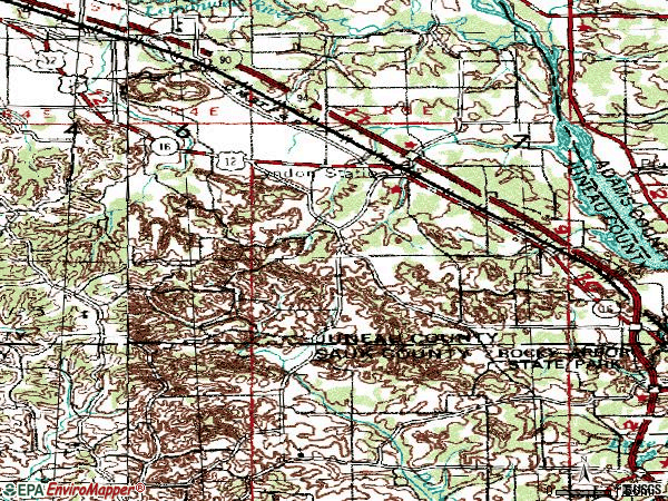 Zip code 53944 topographic map