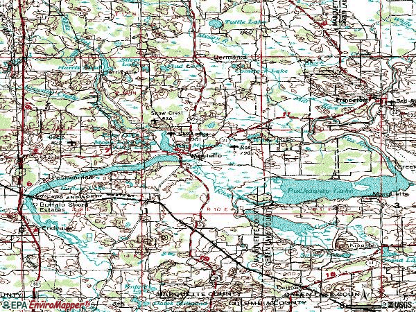 Zip code 53949 topographic map