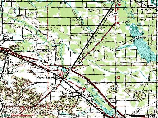 Zip code 53950 topographic map