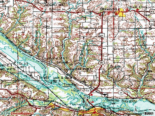 Zip code 54014 topographic map