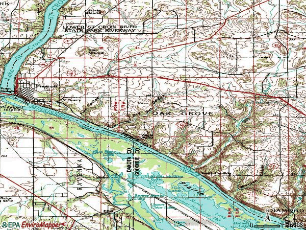 Zip code 54021 topographic map