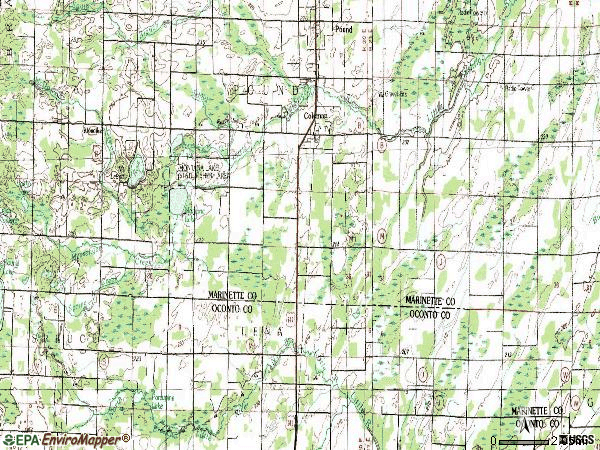 Zip code 54112 topographic map
