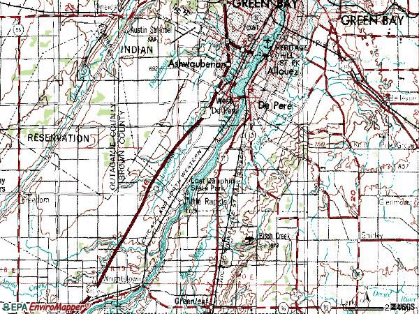 Zip code 54115 topographic map