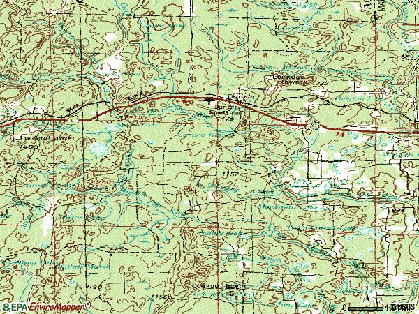 Zip code 54119 topographic map