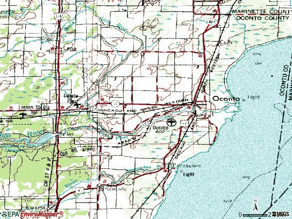 Zip code 54153 topographic map