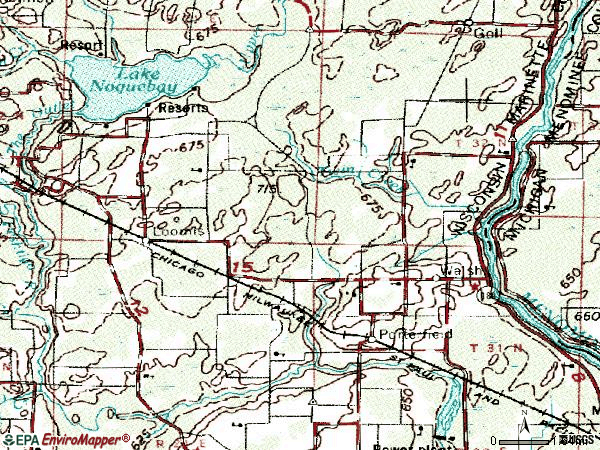 Zip code 54159 topographic map