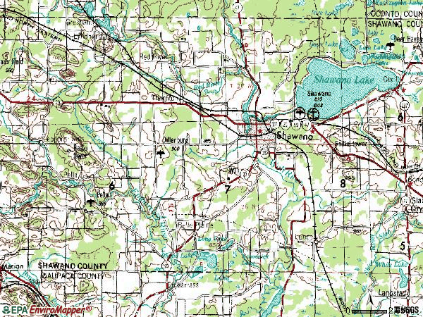 Zip code 54166 topographic map