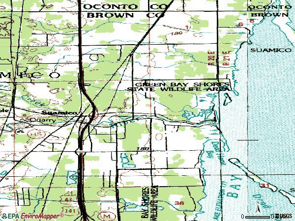 Zip code 54173 topographic map