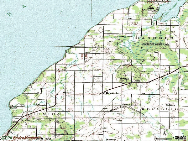 Zip code 54204 topographic map