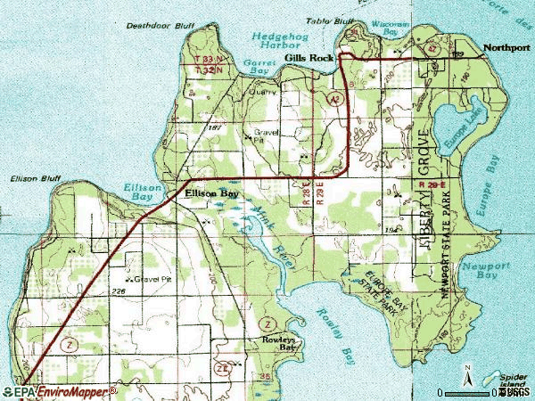 Zip code 54210 topographic map