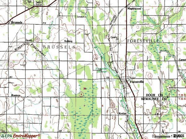 Zip code 54213 topographic map