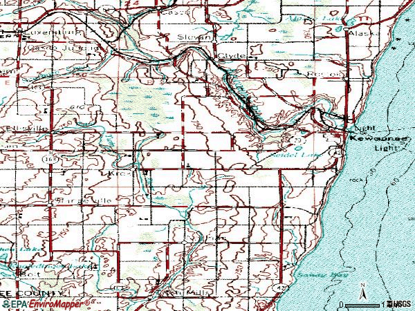 Zip code 54216 topographic map