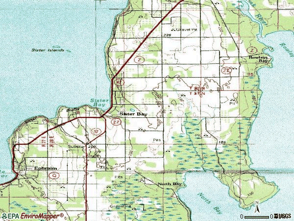 Zip code 54234 topographic map