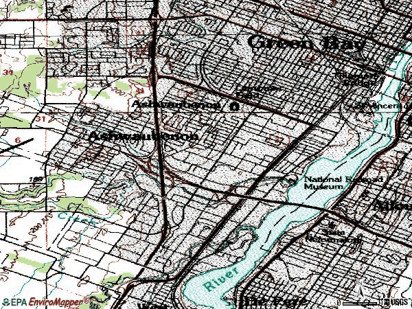 Zip code 54304 topographic map
