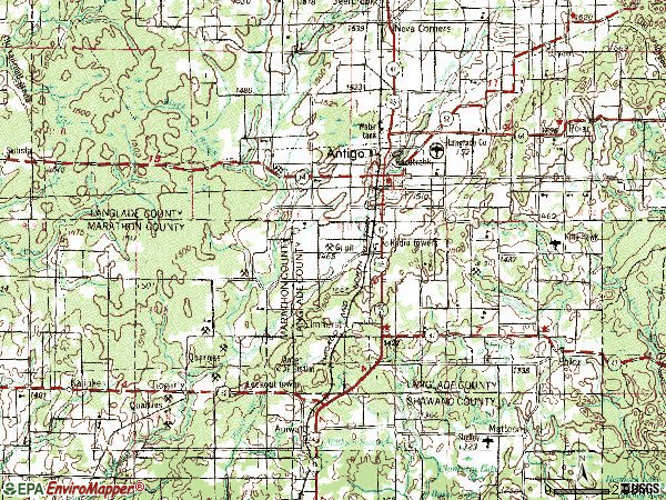 Zip code 54409 topographic map