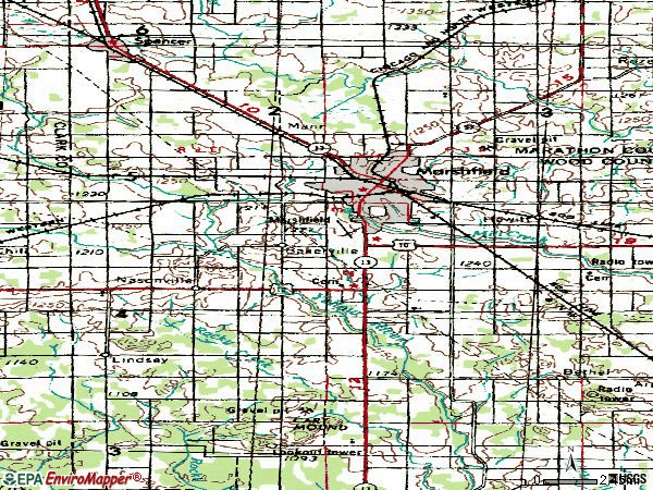 Zip code 54449 topographic map