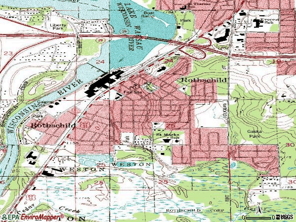 Zip code 54474 topographic map